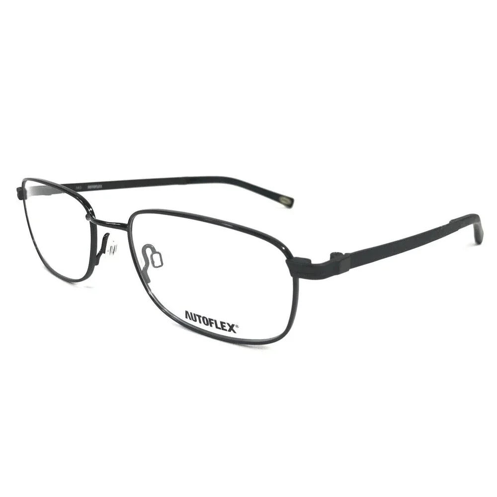 Autoflex Eyeglasses Frames PRETENDER 001 Black Rectangle Wire Rim 54-18-140